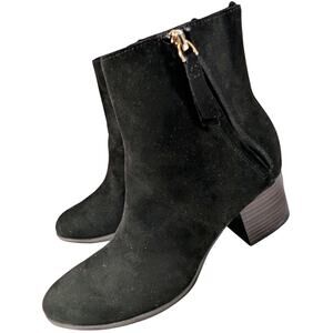 NWT! OLD NAVY! BLACK VEGAN SUEDE MICROFIBER CHUNKY HEEL ANKLE BOOTS! SZ 7M